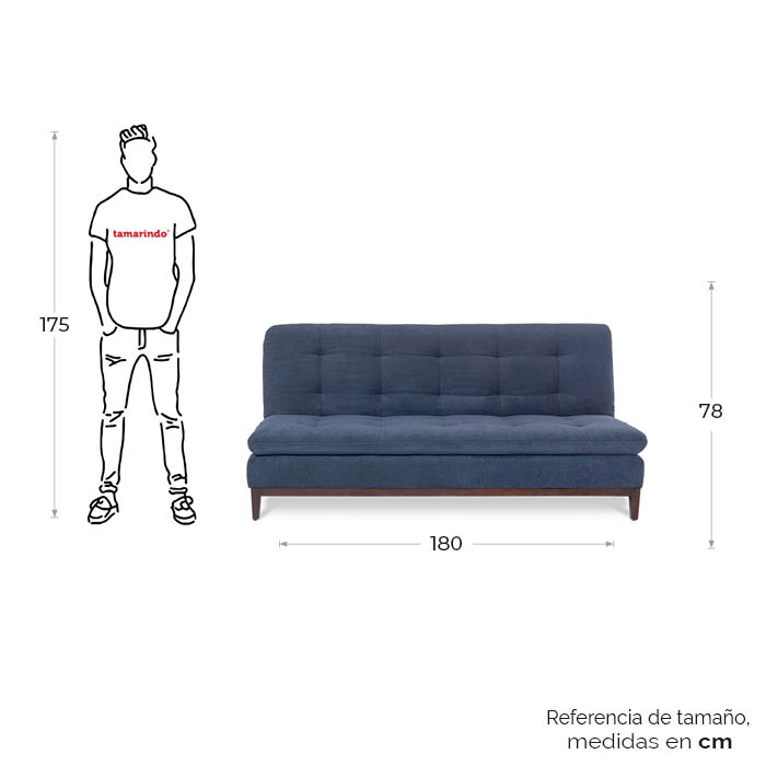 Futon Tela Azul Claro Edak | Sofá Cama y Futones | salas